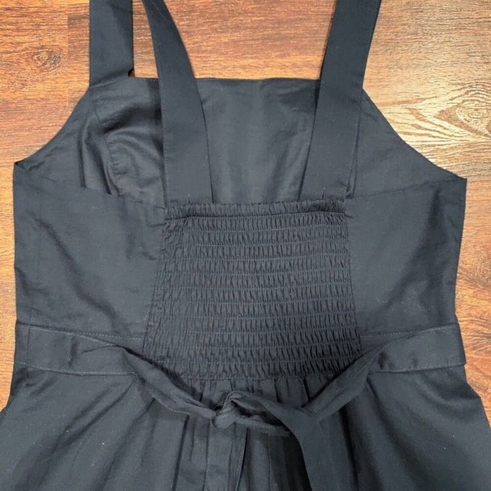 Banana Republic Organic Cotton Prarie Schoolgirl Square Neck Sheath Dress Navy 4 - Picture 5 of 13